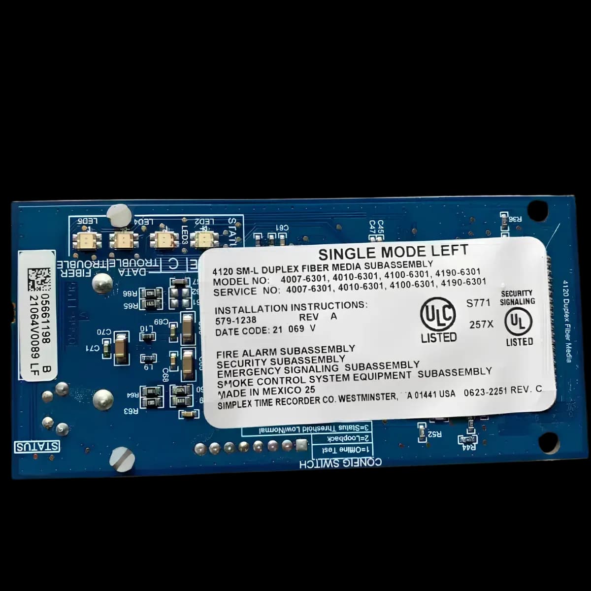 Simplex 4007-6301 Duplex Fiber Media Card